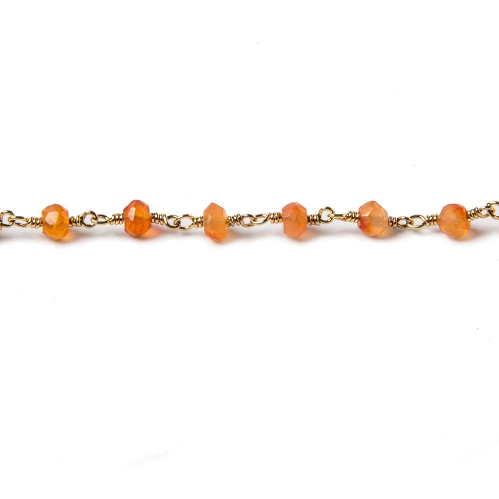 3.5mm Carnelian faceted rondelle Gold plated Chain by the foot 39 pieces (ONLINE ORDER ONLY)
