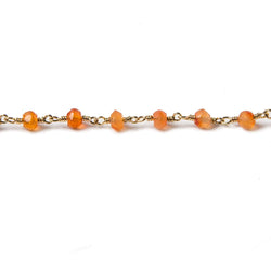 3.5mm Carnelian faceted rondelle Gold plated Chain by the foot 39 pieces (ONLINE ORDER ONLY)