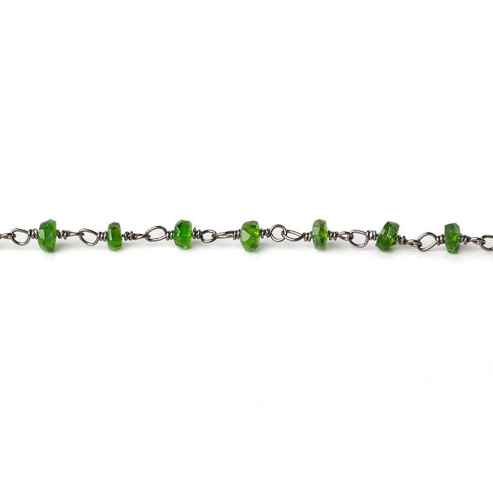 3.5mm Chrome Tourmaline faceted rondelle Black Gold .925 Chain by the foot (ONLINE ORDER ONLY)