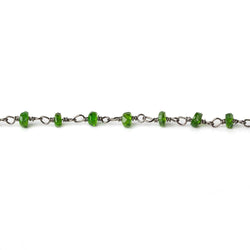 3.5mm Chrome Tourmaline faceted rondelle Black Gold .925 Chain by the foot (ONLINE ORDER ONLY)