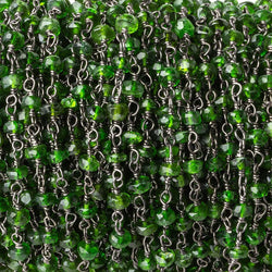 3.5mm Chrome Tourmaline faceted rondelle Black Gold .925 Chain by the foot (ONLINE ORDER ONLY)