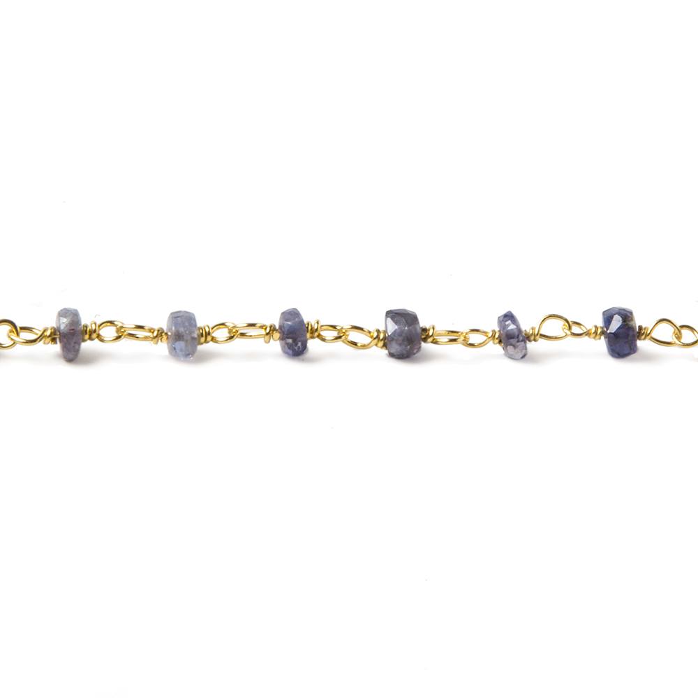 3.5mm Iolite faceted rondelle Vermeil Chain by the foot 40 pieces (ONLINE ORDER ONLY)