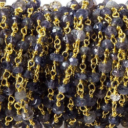 3.5mm Iolite faceted rondelle Vermeil Chain by the foot 40 pieces (ONLINE ORDER ONLY)