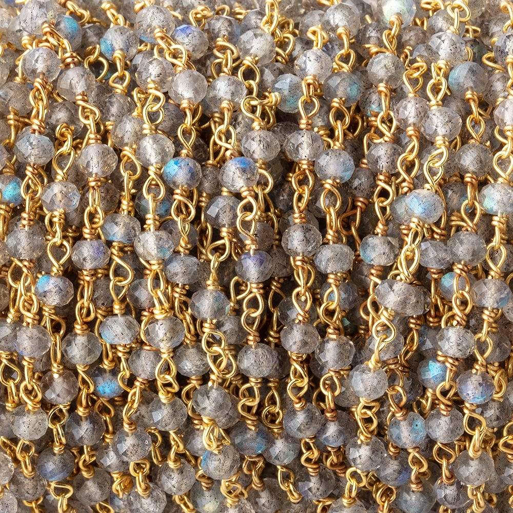 3.5mm Labradorite Micro Faceted Rondelles on Vermeil Chain by the Foot 38pcs (ONLINE ORDER ONLY)
