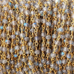 3.5mm Labradorite Micro Faceted Rondelles on Vermeil Chain by the Foot 38pcs (ONLINE ORDER ONLY)