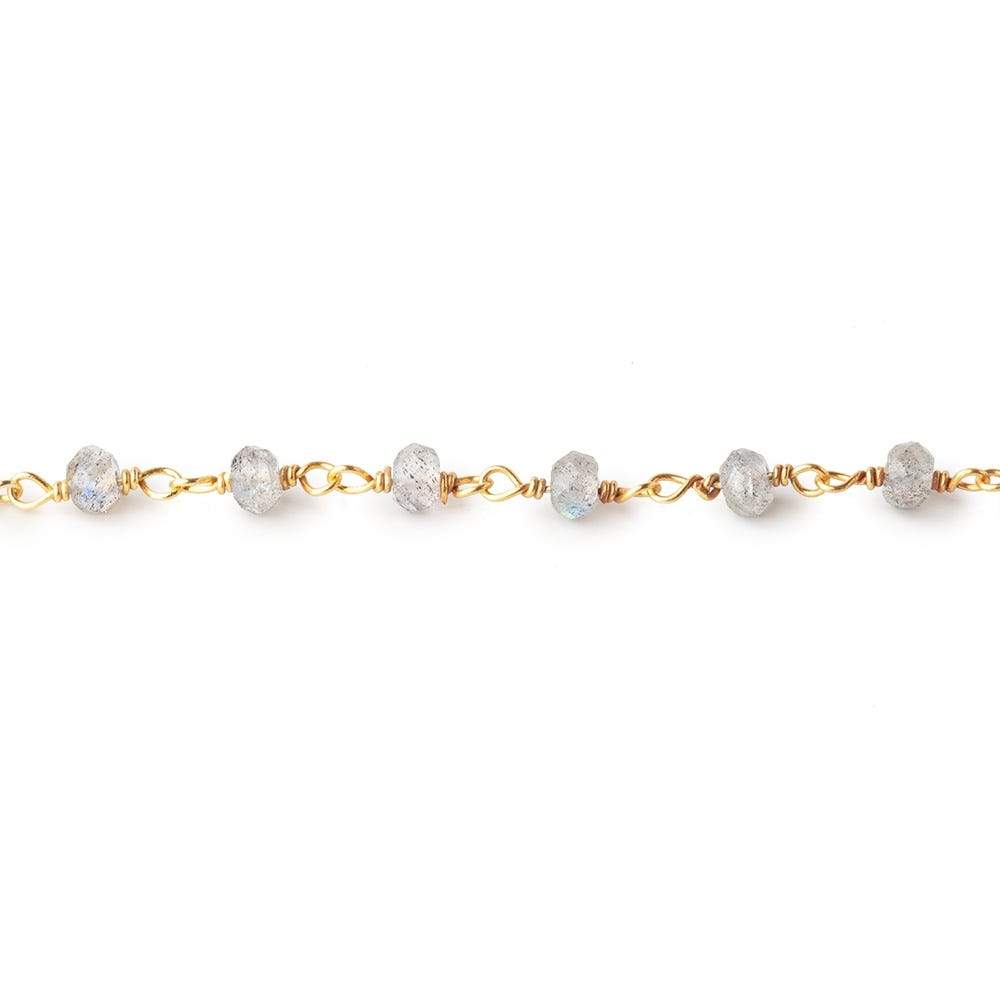 3.5mm Labradorite Micro Faceted Rondelles on Vermeil Chain by the Foot 38pcs (ONLINE ORDER ONLY)