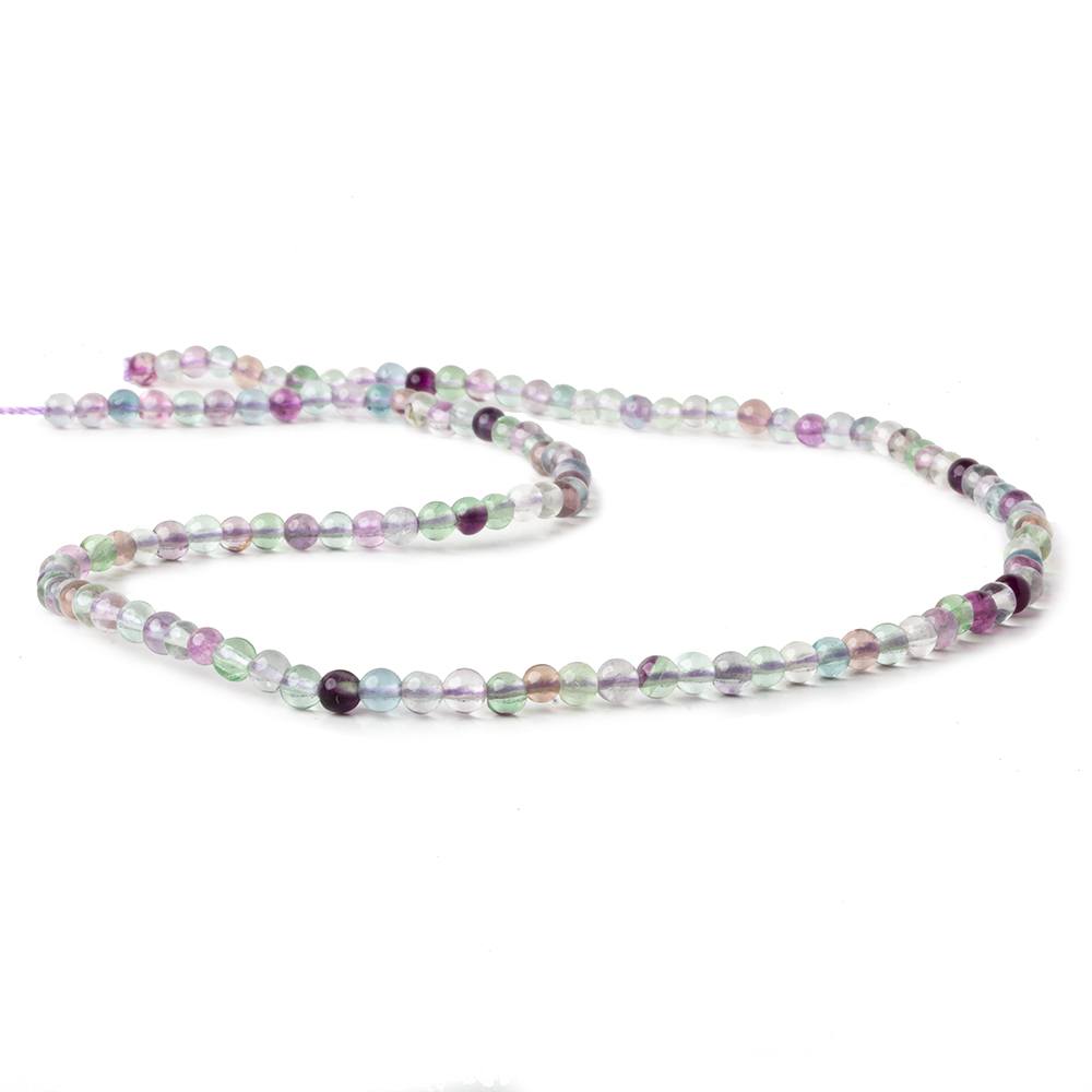 3.5mm Multi Color Fluorite plain round beads 15.5 inch 125 pieces AA (ONLINE ORDER ONLY)