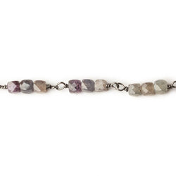 3.5mm Multi Color Umba Sapphire faceted cube Black Gold plated Silver .925 Chain by the foot (ONLINE ORDER ONLY)