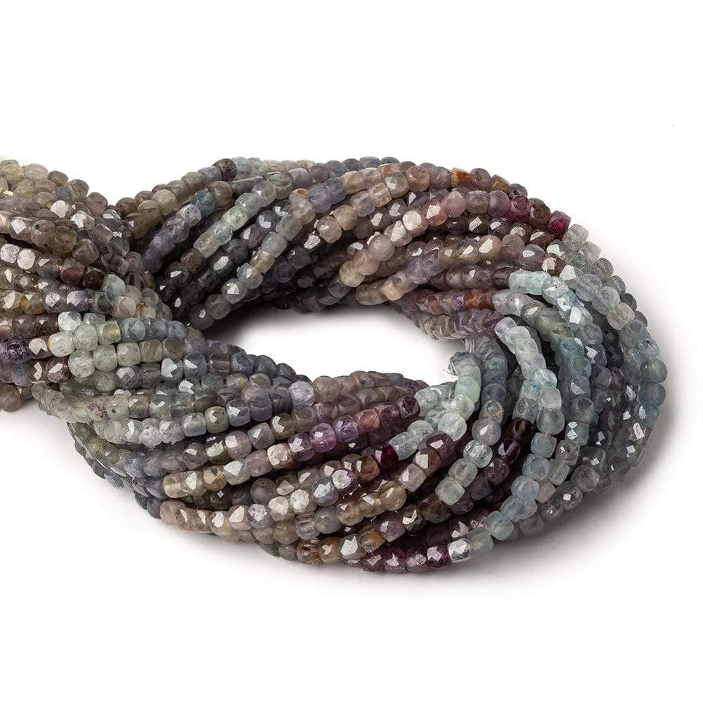 3.5mm Multi Color Umba Sapphire micro faceted cubes 12 inch 80 beads (ONLINE ORDER ONLY)