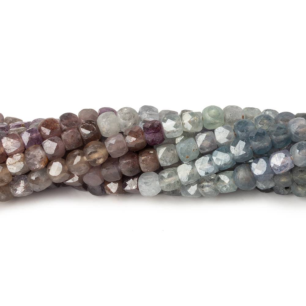 3.5mm Multi Color Umba Sapphire micro faceted cubes 12 inch 80 beads (ONLINE ORDER ONLY)