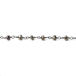 3.5mm Pyrite faceted rondelle Black Gold plated Chain by the foot