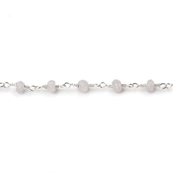 3.5mm Rainbow Moonstone faceted rondelle Silver Plated Chain by the foot 35 pieces (ONLINE ORDER ONLY)