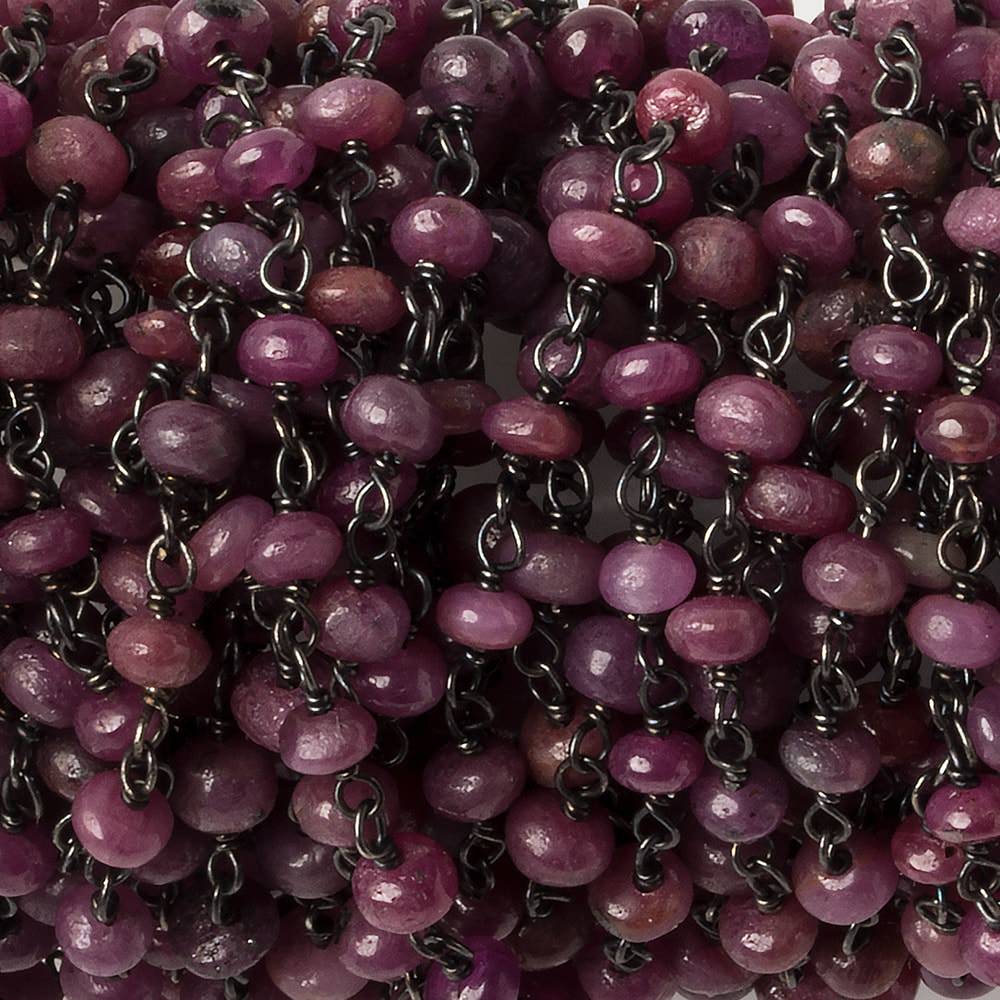 3.5mm Ruby plain rondelle Black Gold plated .925 Chain by the foot 45 pieces (ONLINE ORDER ONLY)