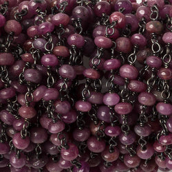 3.5mm Ruby plain rondelle Black Gold plated .925 Chain by the foot 45 pieces (ONLINE ORDER ONLY)