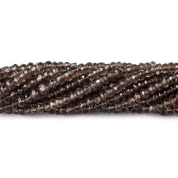 3.5mm Smoky Quartz Faceted Rondelles 13.5 inch 130 beads