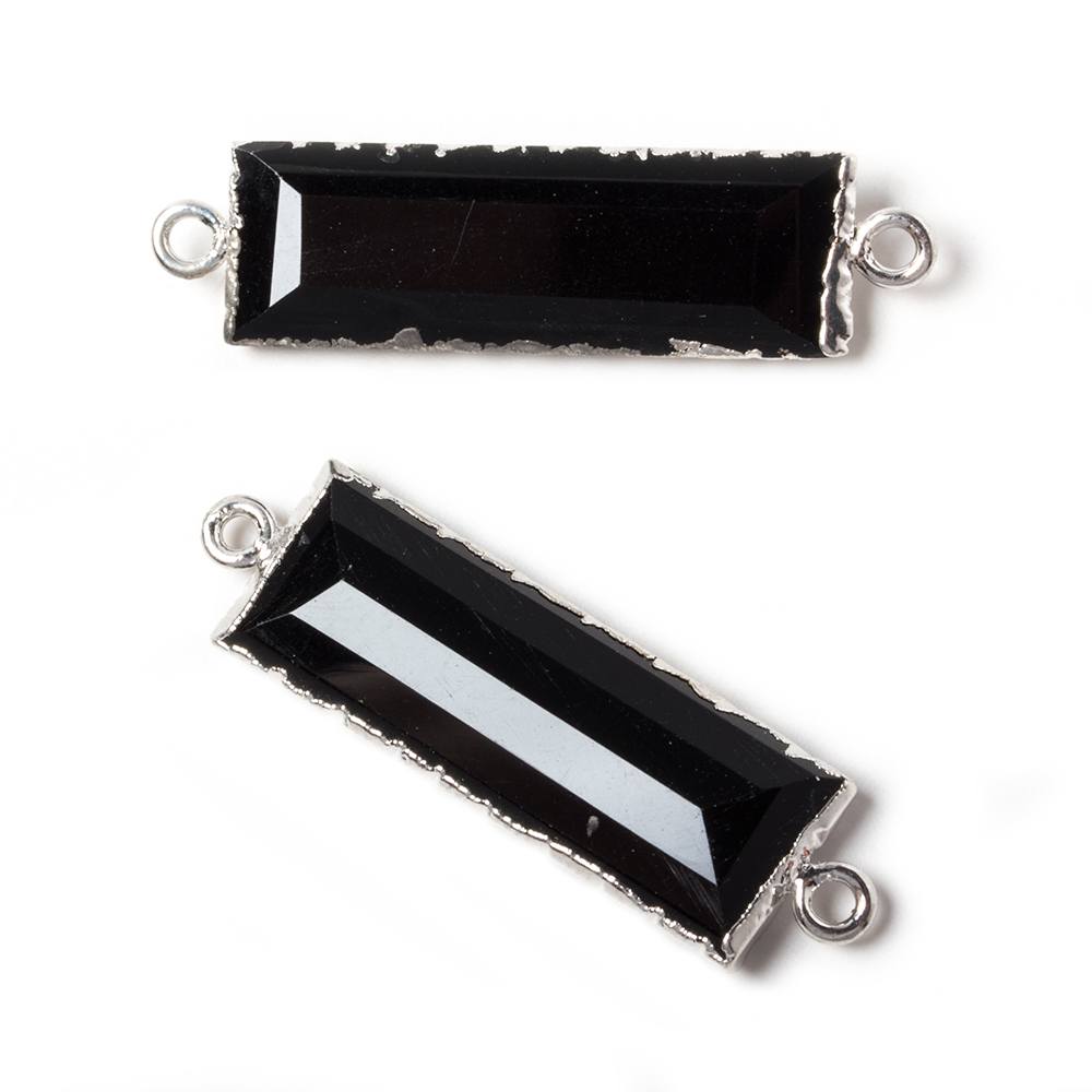 35x10mm Silver Leafed Black Chalcedony Faceted Bar Connector 1 piece (ONLINE ORDER ONLY)