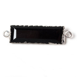 35x10mm Silver Leafed Black Chalcedony Faceted Bar Connector 1 piece (ONLINE ORDER ONLY)