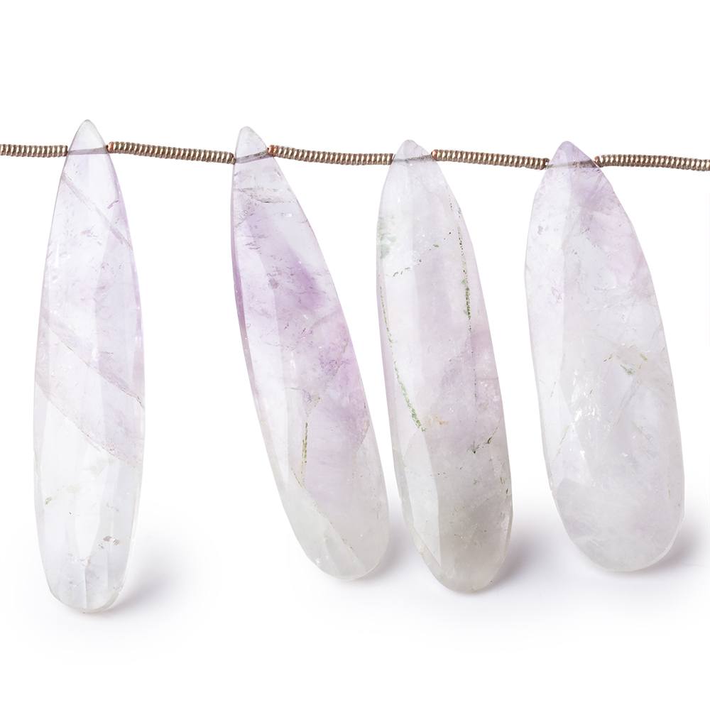 35x13-46x10mm Bi-Color Amethyst & Crystal Quartz Faceted Pears 7.5 inch 13 Beads (ONLINE ORDER ONLY)
