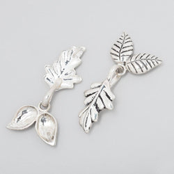 35x18mm Antiqued Sterling Silver Hook & Eye Clasp with Leaves 1 piece