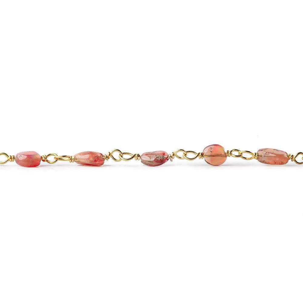 3.5x3-4.5x3mm Ethiopian Opal plain nugget Vermeil Chain by the foot (ONLINE ORDER ONLY)