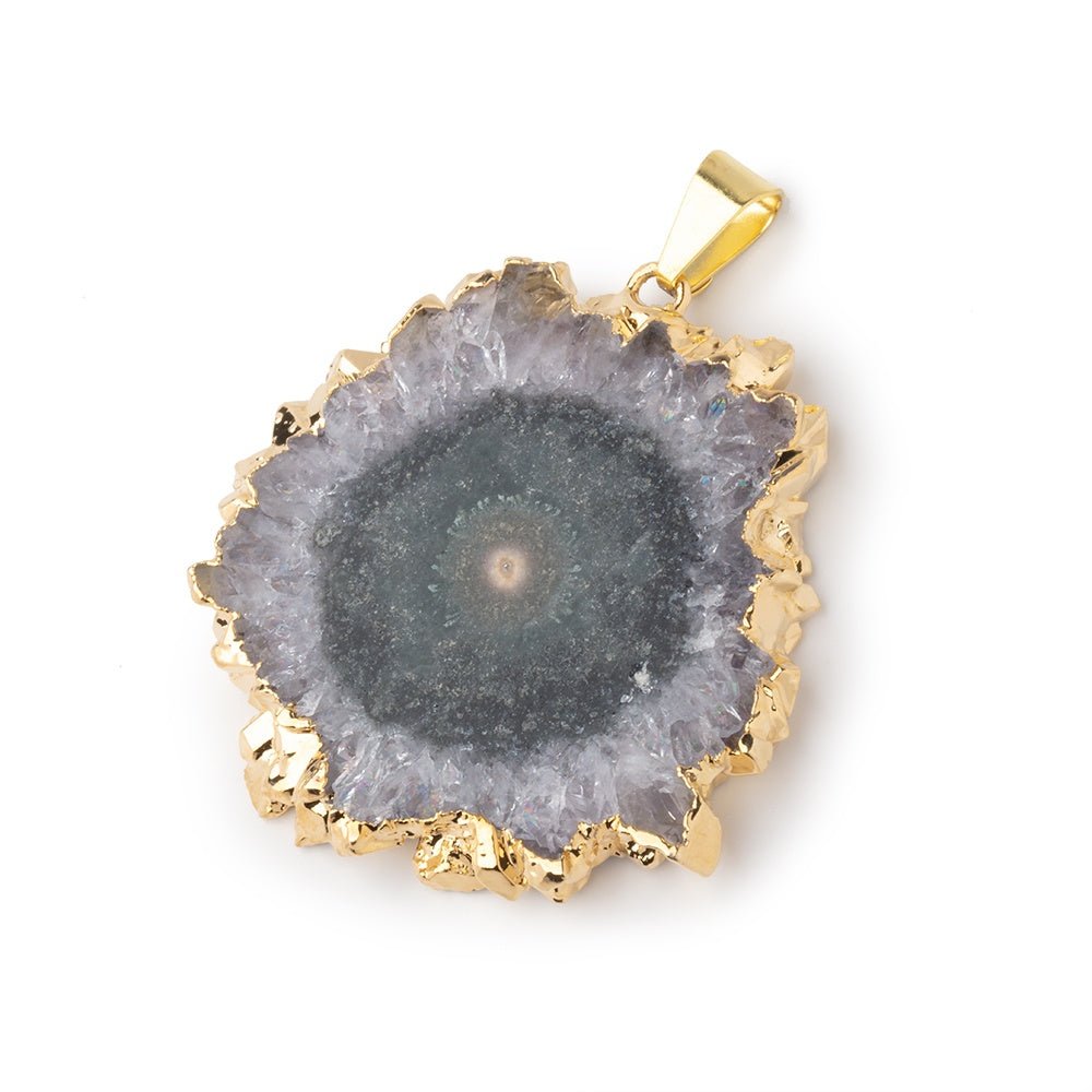 35x34mm Gold Leafed Amethyst Solar Quartz Slice Pendant 1 focal piece (ONLINE ORDER ONLY)