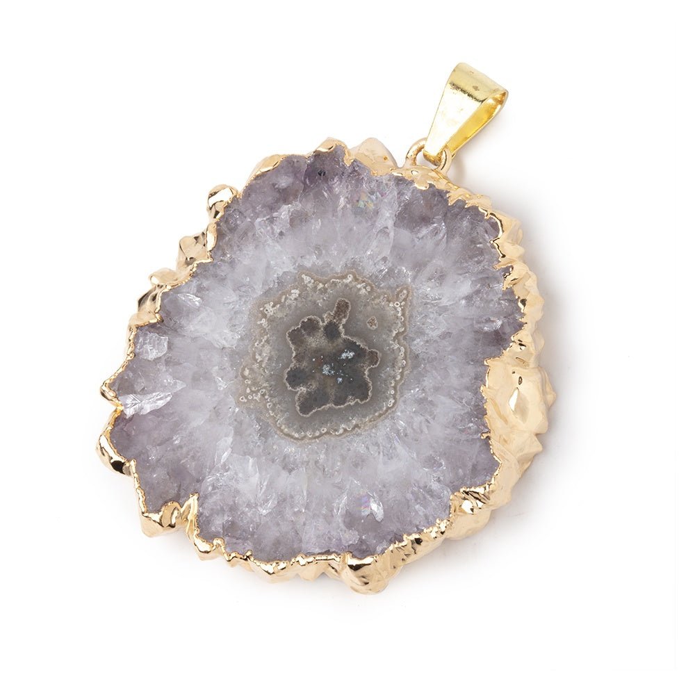 35x35mm Gold Leafed Amethyst Solar Quartz Slice Pendant 1 focal piece (ONLINE ORDER ONLY)