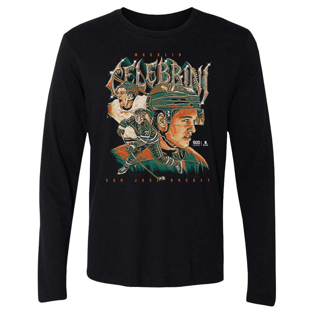 Macklin Celebrini San Jose Vintage Collage WHT (ONLINE ORDER ONLY)
