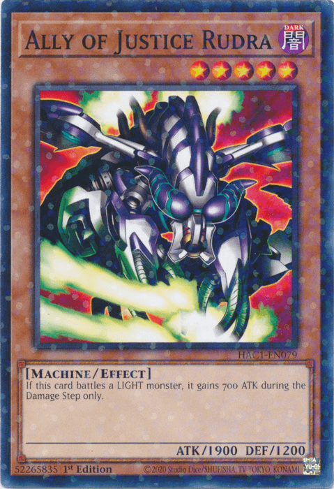 Ally of Justice Rudra (Duel Terminal) [HAC1-EN079] Common (ONLINE ORDER ONLY)