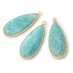 36x16mm Vermeil Bezel Amazonite Plain Pear Pendant 1 Focal Bead (ONLINE ORDER ONLY)
