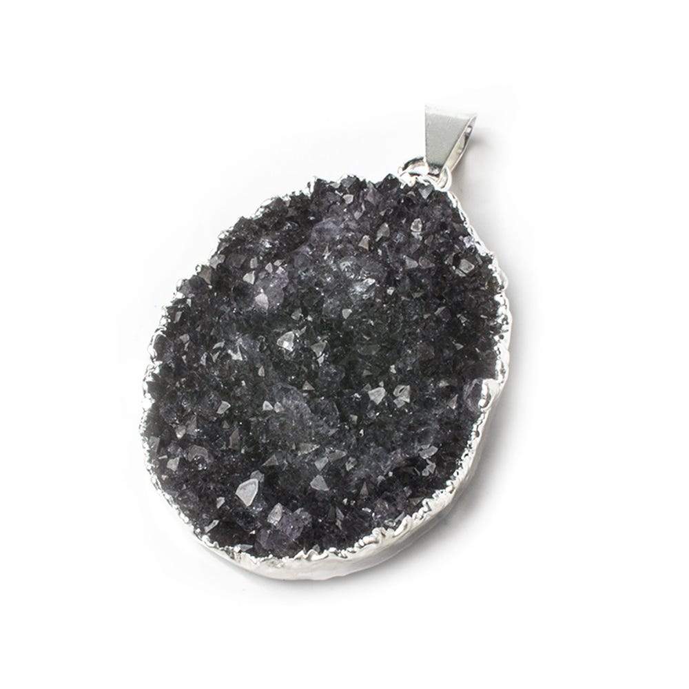 36x26x5mm Silver Leafed Amethyst Crystals Focal Bead with Bail (ONLINE ORDER ONLY)