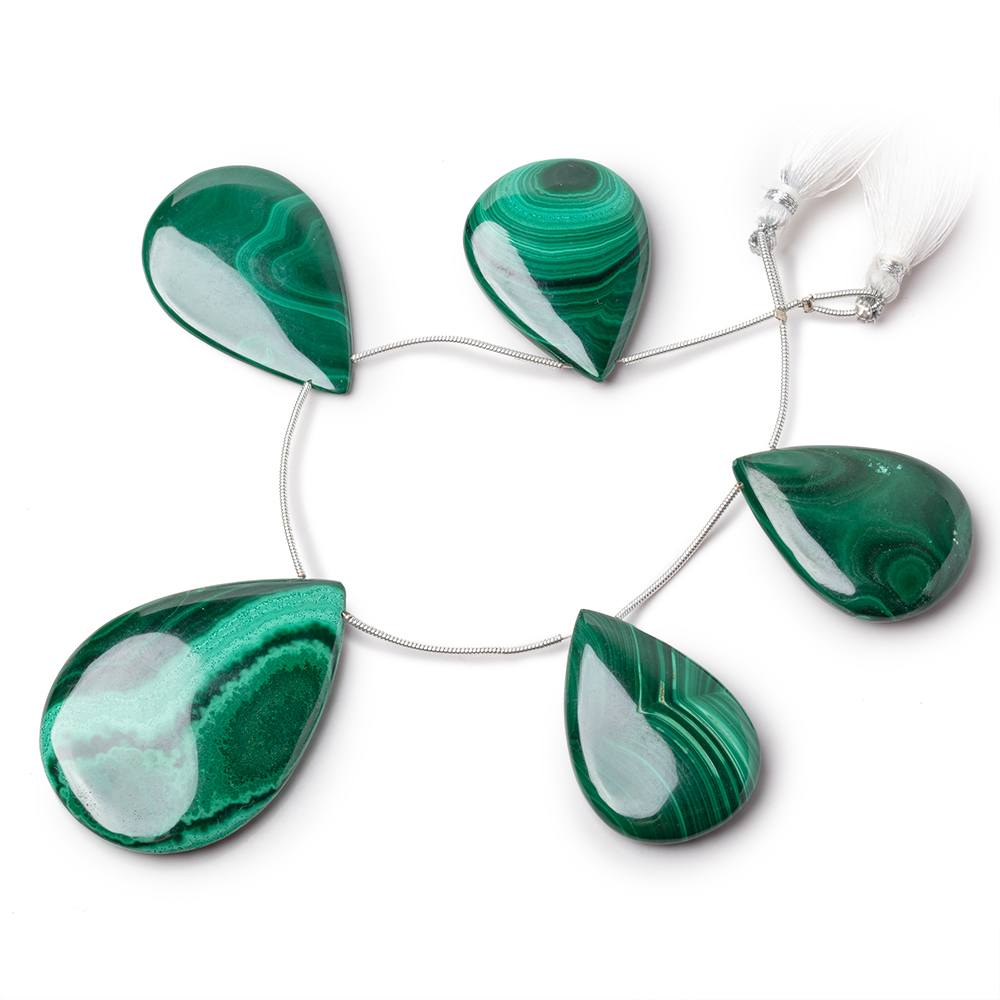 36x27-50x36mm Malachite Plain Pear Briolettes 6 inch 5 Beads (ONLINE ORDER ONLY)