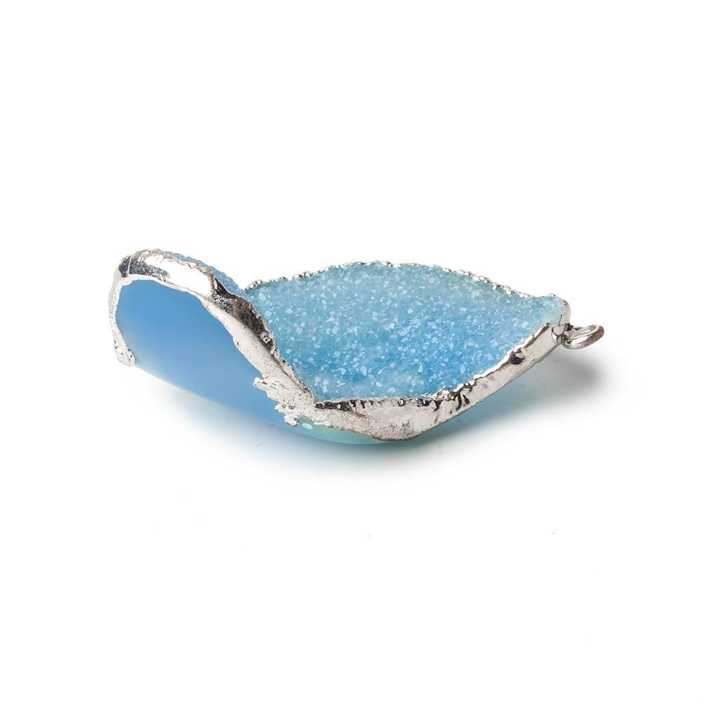 36x29x12mm Silver Leafed White & Blue Concave Drusy Focal Pendant 1 piece (ONLINE ORDER ONLY)