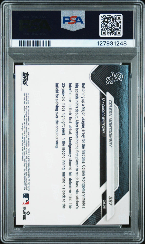 Graded 2025 Topps Now Colson Montgomery #387 Rookie RC Baseball Card PSA 8 Near Mint