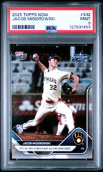 Graded 2025 Topps Now Jacob Misiorowski #432 Rookie RC Baseball Card PSA 9 Mint (ONLINE ORDER ONLY)
