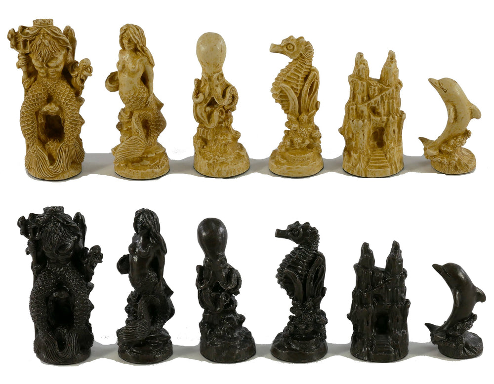 Chess Set - Sea Life Resin Chess Pieces on Ebony/Maple Veneer Chess Board (ONLINE ORDER ONLY)