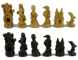 Chess Set - Sea Life Resin Chess Pieces on Ebony/Maple Veneer Chess Board (ONLINE ORDER ONLY)