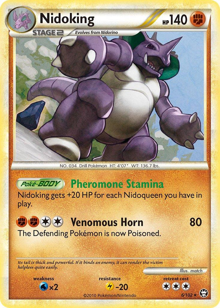 Nidoking (6/102) (Cracked Ice Holo) (Theme Deck Exclusive) [HeartGold & SoulSilver: Triumphant] (Online Only)