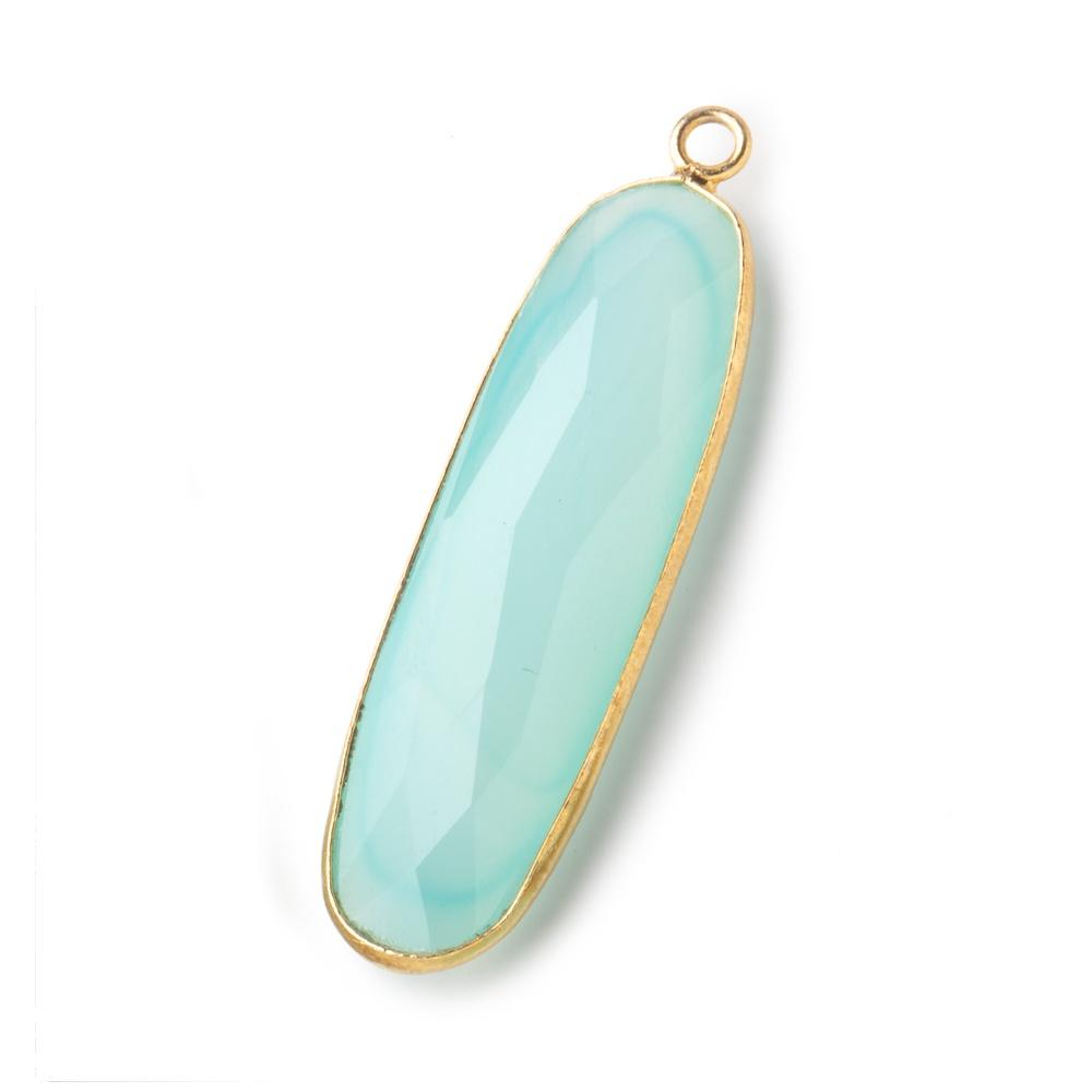 37x12mm Vermeil Bezel Seafoam Chalcedony Faceted Elongated Oval Pendant 1 piece (ONLINE ORDER ONLY)