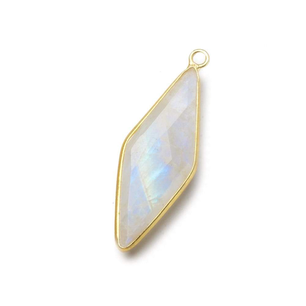 37x13mm Vermeil Bezel Rainbow Moonstone faceted kite pendant 1 piece (ONLINE ORDER ONLY)