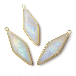 37x13mm Vermeil Bezel Rainbow Moonstone faceted kite pendant 1 piece (ONLINE ORDER ONLY)
