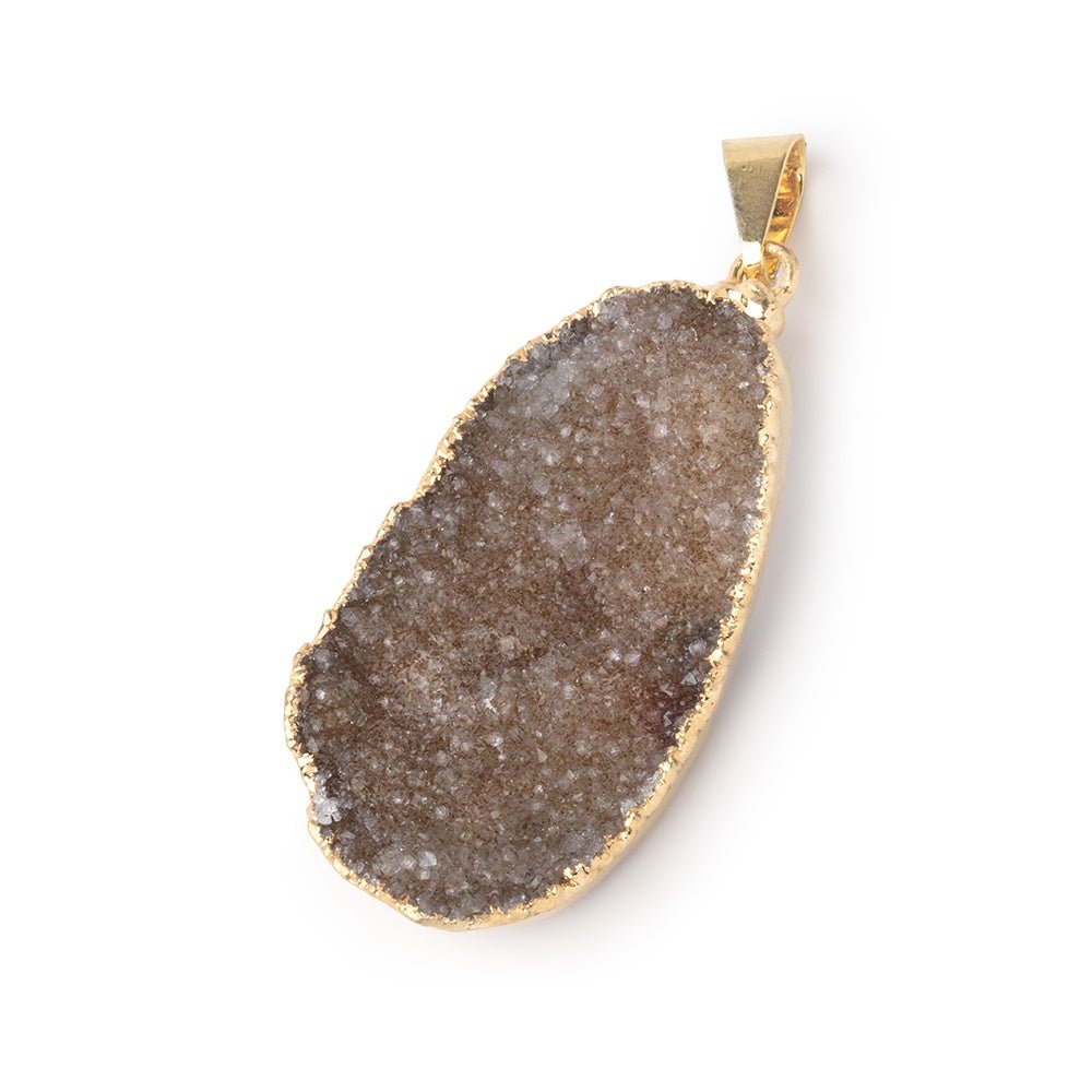37x21mm Gold Leafed Brown Drusy Pendant 1 focal piece (ONLINE ORDER ONLY)