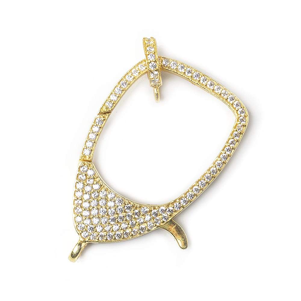 37x22mm Vermeil Pave CZ Lobster Clasp with CZ Ring 1 piece (ONLINE ORDER ONLY)