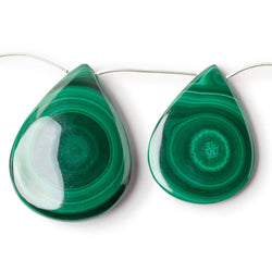 37x27-49x37mm Malachite Plain Pear Briolettes 6 inch 5 Beads (ONLINE ORDER ONLY)