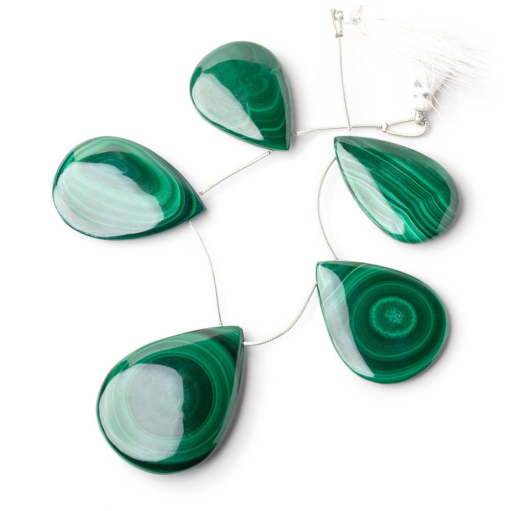37x27-49x37mm Malachite Plain Pear Briolettes 6 inch 5 Beads (ONLINE ORDER ONLY)