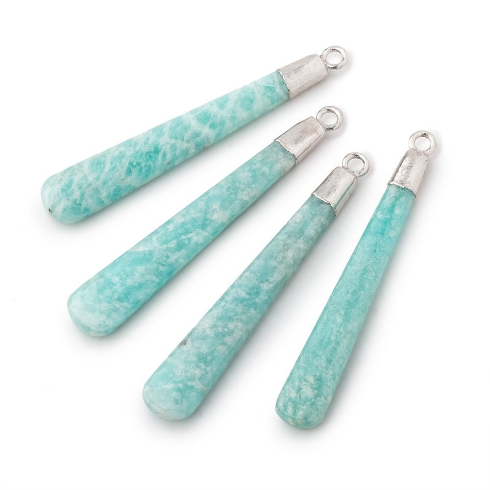 37x6mm Silver Leafed Amazonite Pear Pendant 1 focal piece (ONLINE ORDER ONLY)