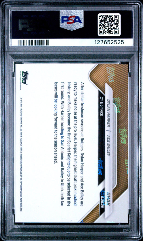 Graded 2025 Topps Now Dylan Harper/Ace Bailey #DHAB Rookie RC Basketball Card PSA 10 Gem Mint