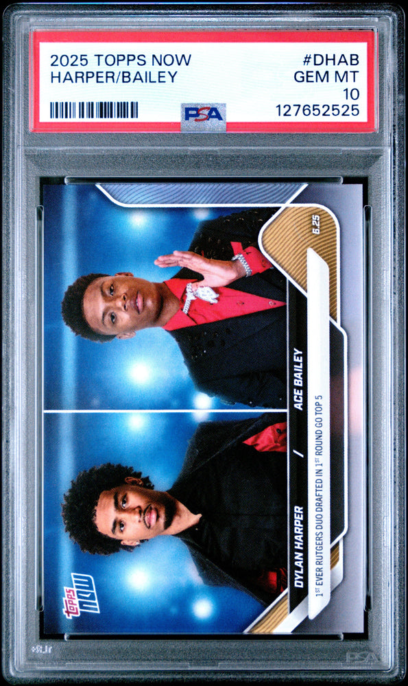 Graded 2025 Topps Now Dylan Harper/Ace Bailey #DHAB Rookie RC Basketball Card PSA 10 Gem Mint