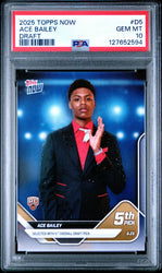 Graded 2025 Topps Now Ace Bailey #D5 Draft Rookie RC Basketball Card PSA 10 Gem Mint