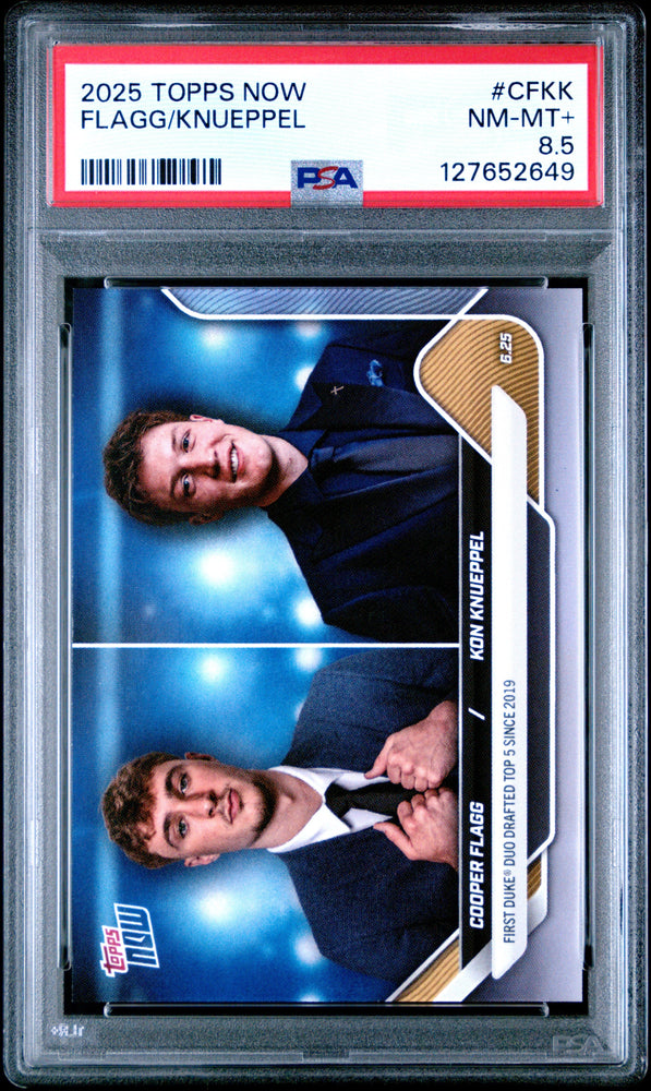 Graded 2025 Topps Now Cooper Flagg/Kon Knueppel #CFKK Rookie RC Basketball Card PSA 8.5