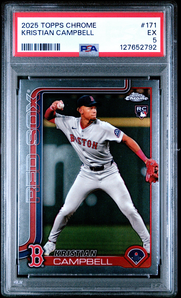 Graded 2025 Topps Chrome Kristian Campbell #171 Rookie RC Baseball Card PSA 5 Excellent